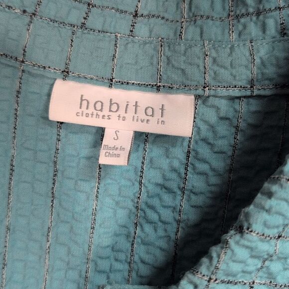 Habitat Top Womens Small Blue Button Front Art Crinkle Blouse - Picture 5 of 9